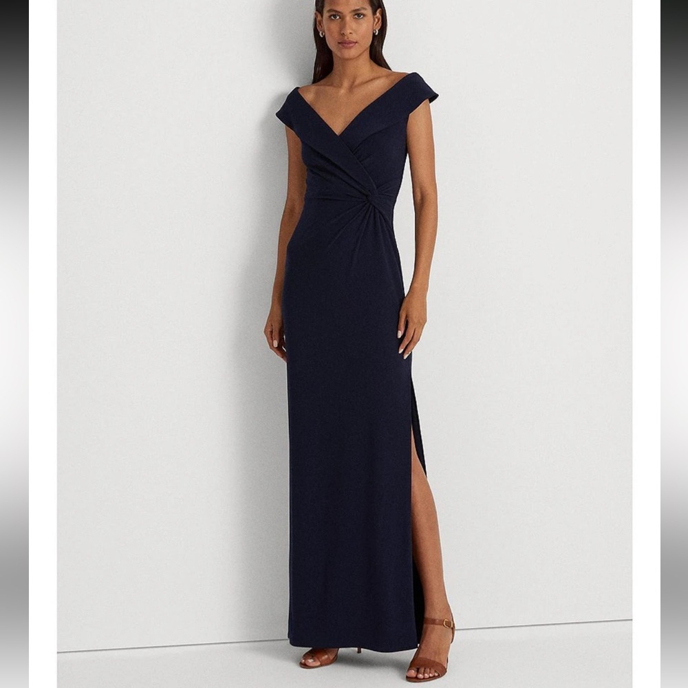 Lauren Ralph Lauren - Portrait Collar - Crepe Gown - black - Size 16